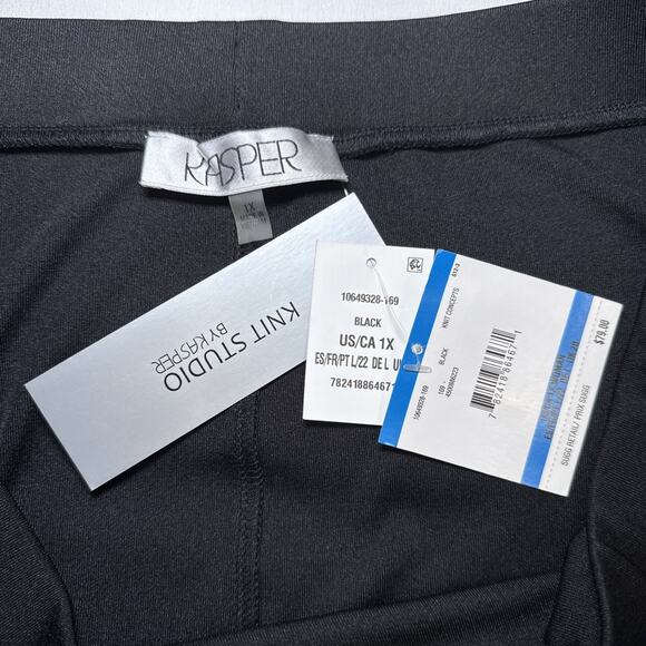 KASPER Black Knit Stretch Long Maxi Skirt SZ 1X Plus Size Office Wear Formal NWT - Picture 2 of 15